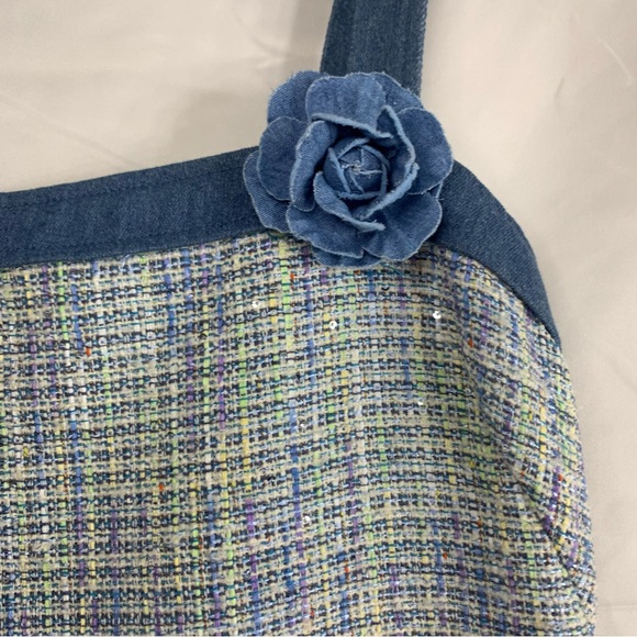 NWT City Vibe Flat Strap Denim and Plaid Short Sheath Dress, size 9 - Picture 6 of 14